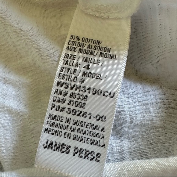 Standard James Perse size 4 Women’s White Long Sleeve Cotton T Shirt Top Knit - Picture 5 of 5